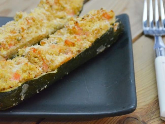 Courgettes farcies au quinoa et saumon fumé