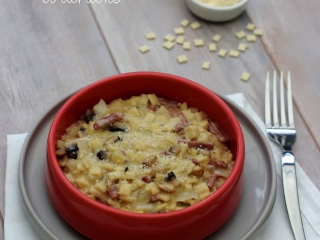 Risotto de crozets aux champignons et lardons ou crozetto !