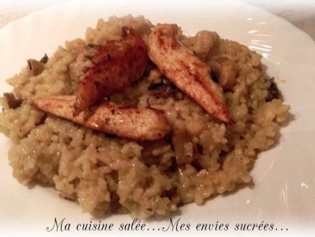 Risotto aux champignons & aiguillettes de poulet