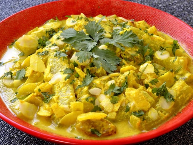 Concombre cuit à l'indienne (curcuma, curry, gingembre...)