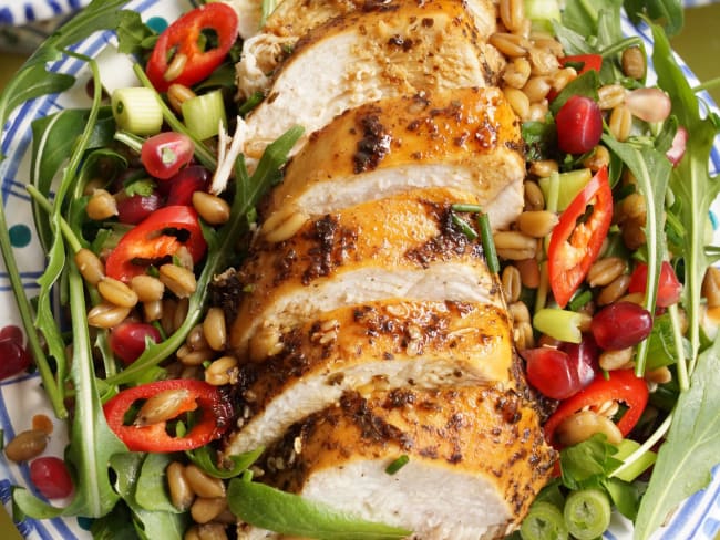 Palestinian chicken and freekeh salad