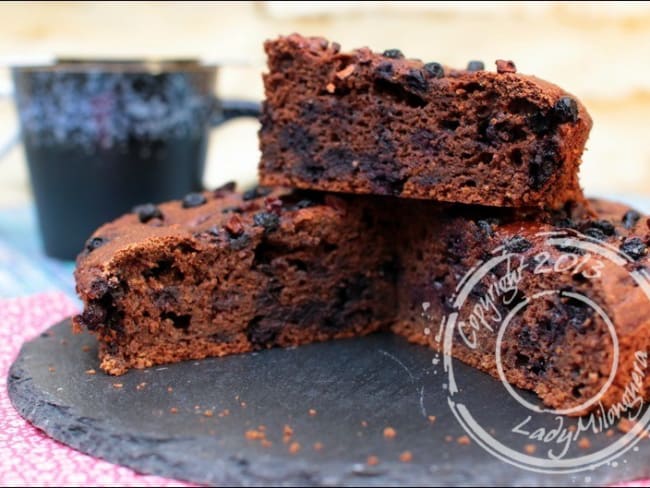 Cake healthy et moelleux au chocolat et myrtilles