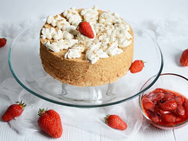 Gâteau des Anges à l'érable et aux fraises de Plougastel