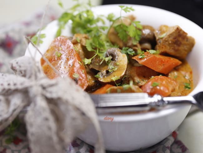 Fricassée de veau flambé au cognac