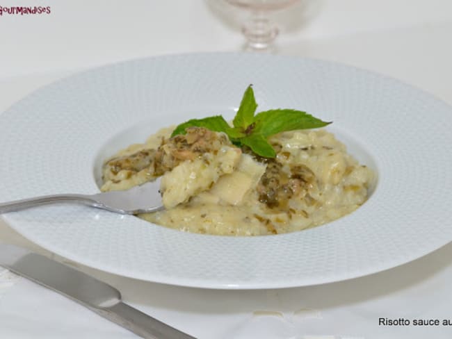 Risotto à la sauce aux olives façon Pesto Vert