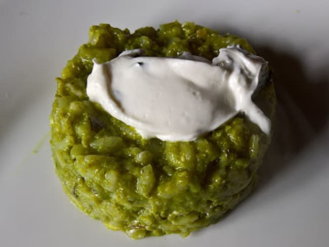 Risotto aux petits pois, menthe et chèvre