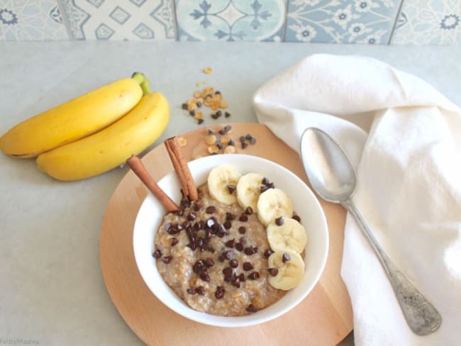 Porridge banane chocolat