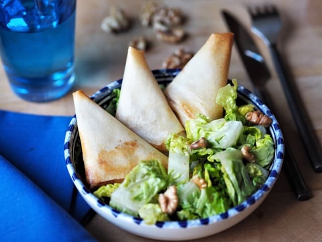 Bricks à la poire et au fromage Bresse bleu façon samoussa