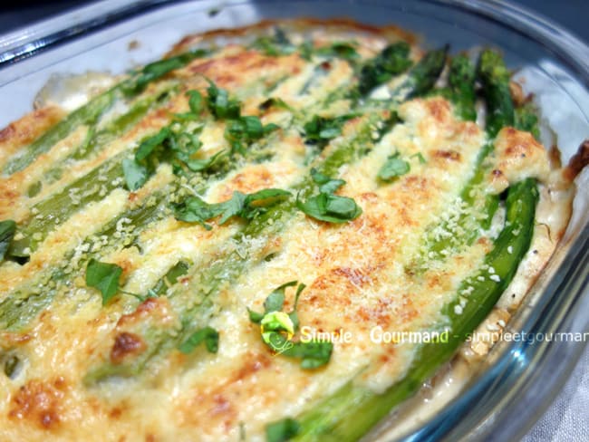 Gratin d'asperges et de champignons