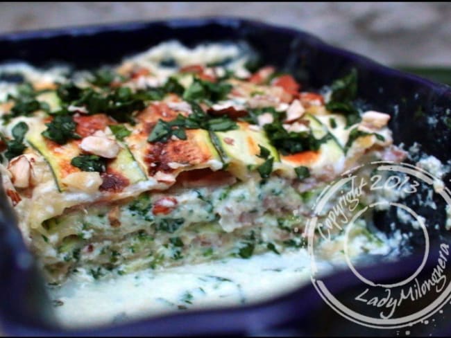 Lasagnes au jambon cru, courgette et ricotta