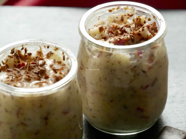 Sabayon de coco, pécan, cajou, fruits et chocolat noir (sans oeufs)