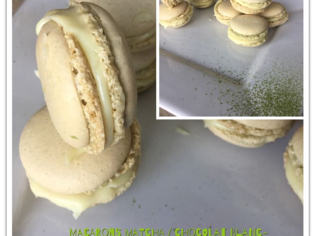 Macarons matcha chocolat blanc amande