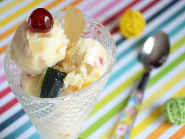 Glace Plombières aux fruits confits et au kirsch