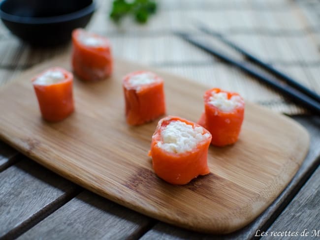 Makis de saumon au riz parfumé au thé vert