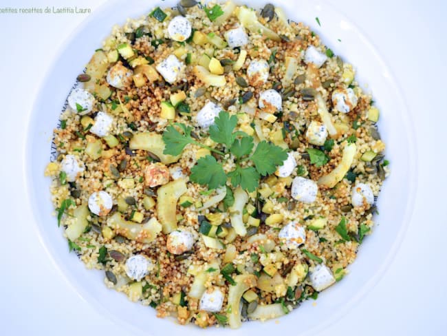 Salade de millet aux courgettes, fenouil et graines de courge