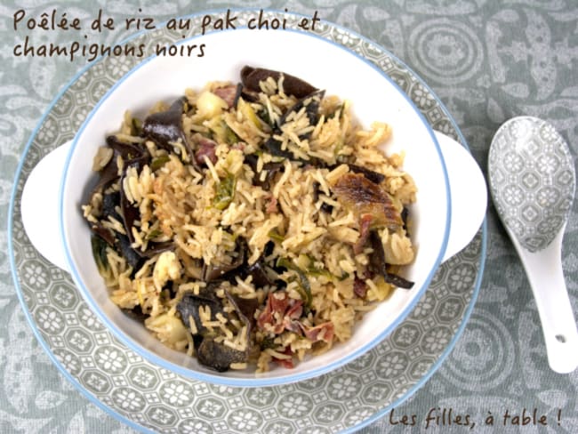 Poêlée de riz au pak choi et champignons noirs