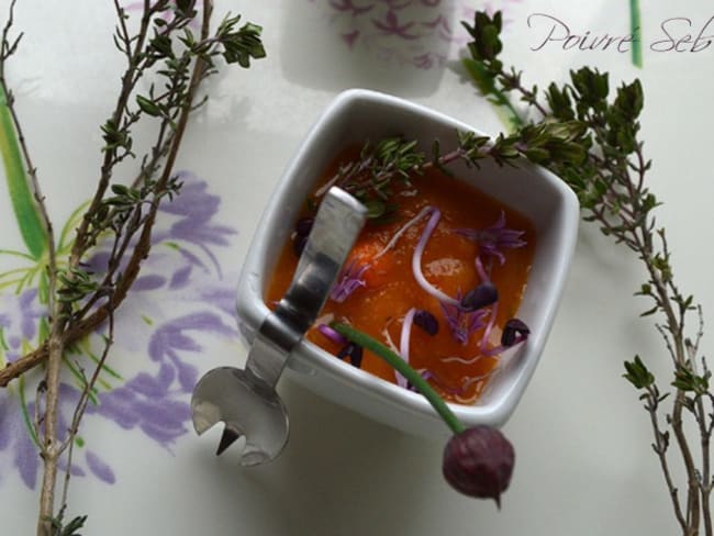 Gaspacho de carottes au lait de coco épicé - Poivré Seb