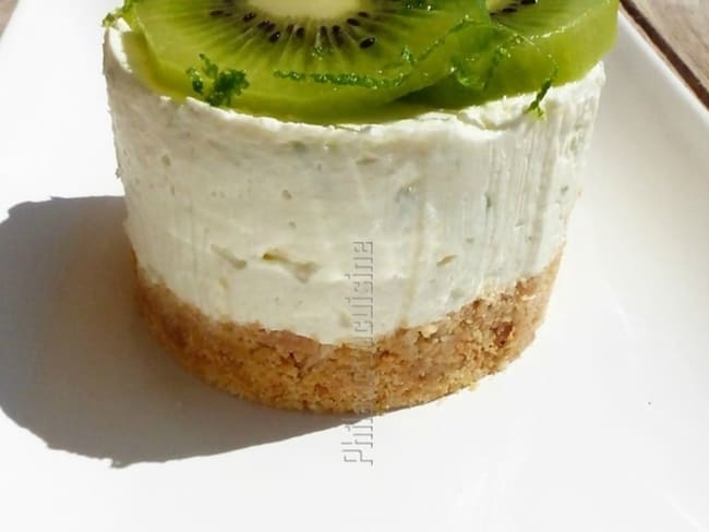 Cheesecake citron vert et kiwi, sans cuisson et sans gélifiant 