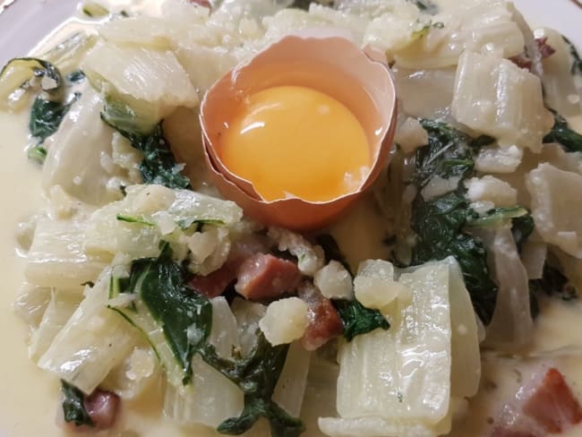 Blettes à la carbonara