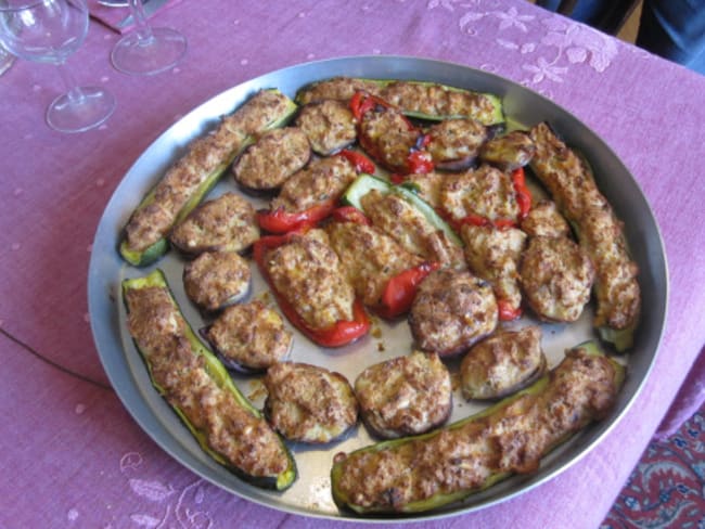 Légumes farcis à la mortadelle parmesan et herbes aromatiques