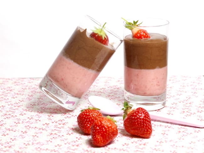 Duo de mousse fraise chocolat