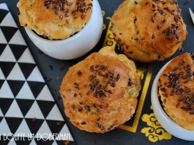 Muffins "pue du bec"  au roquefort, chèvre et gruyère