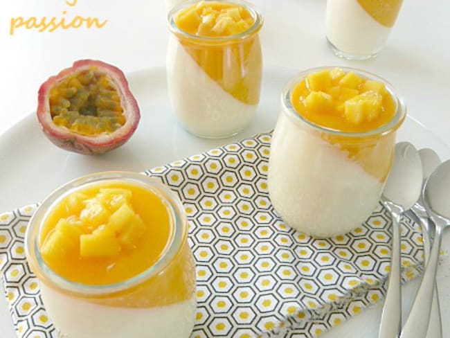 Panna cotta exotique mangue et fruits de la passion