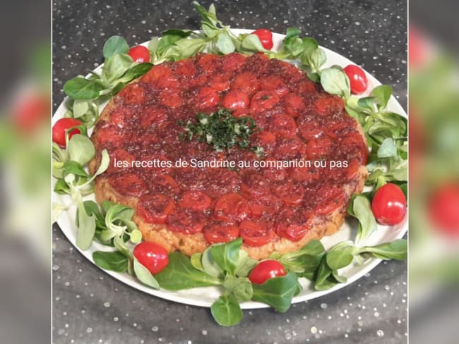 Tarte Tatin salée de tomates cerises au balsamique et parmesan