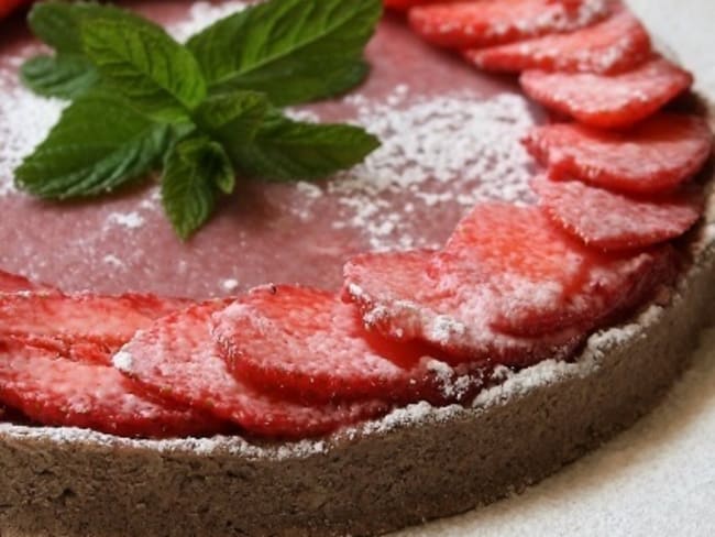 Tarte aux fraises avec son curd de fraises