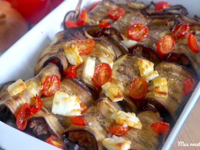 Cannelloni d'aubergine au boeuf et à la feta