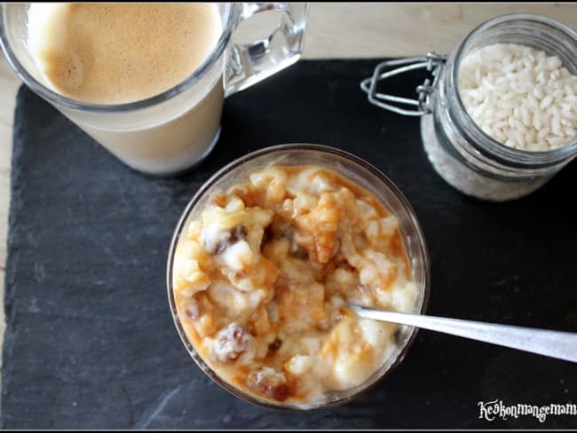 Verrines de riz au lait rhum raisin au caramel beurre salé