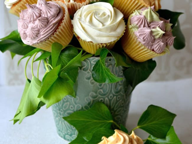 Bouquet de cupcakes ganache montée chocolat blanc