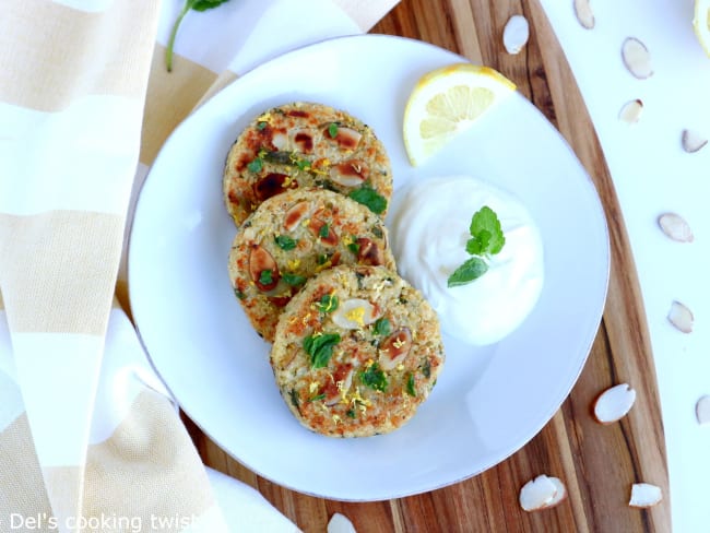 Galettes de quinoa, chèvre, citron et menthe