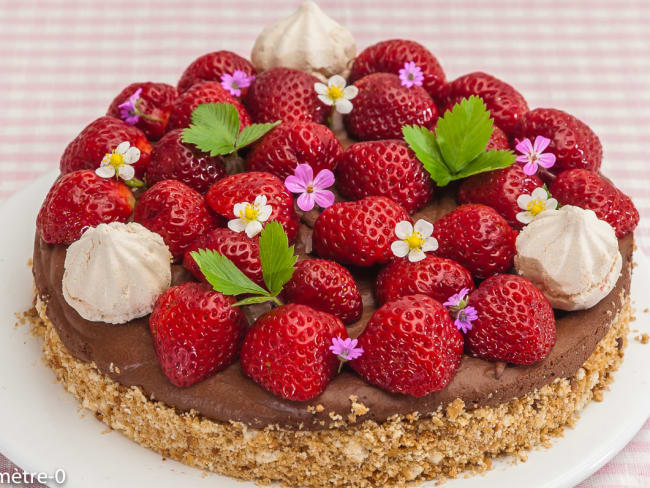 Cheesecake à la mousse au chocolat et aux fraises