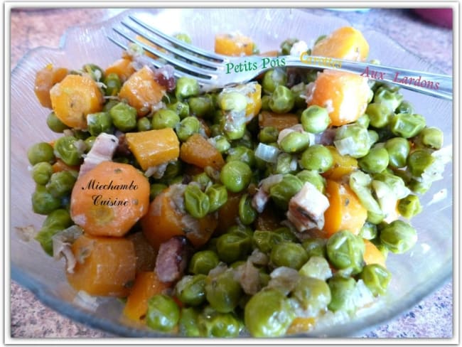 Petits pois-carottes aux lardons fumés