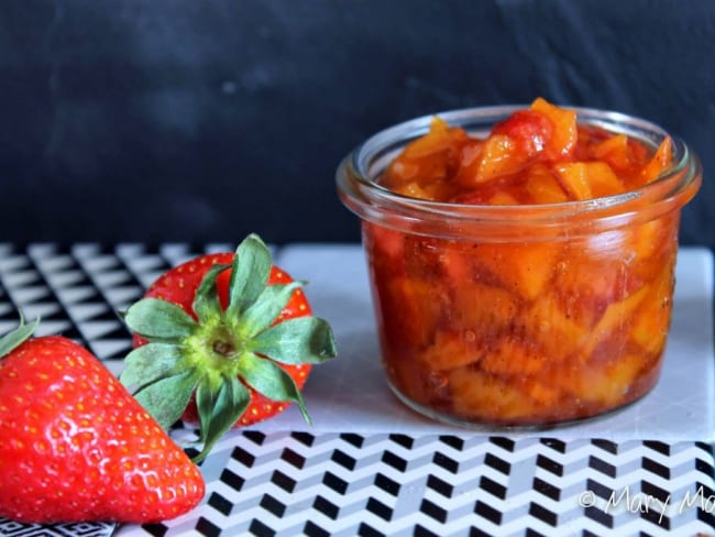 Confiture de mangues, fraises gariguette