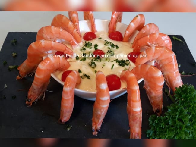 Assiette de crevettes roses et son aïoli mousseux