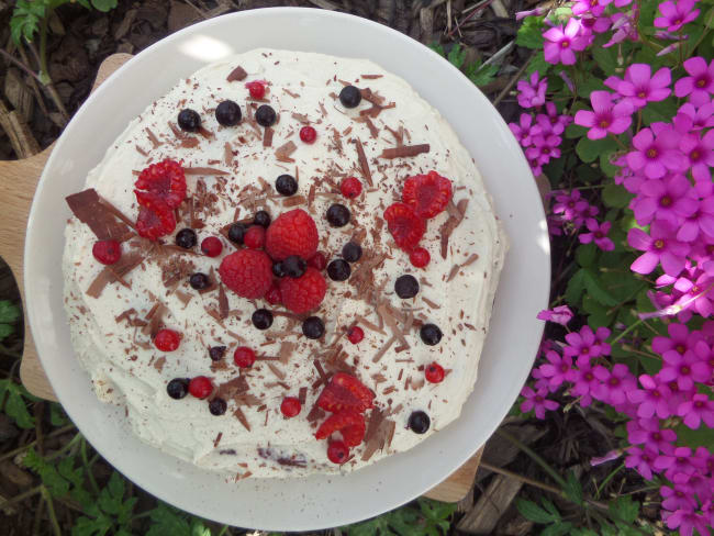 Gateau a la betterave et au chocolat et creme au beurre de noix de cajou