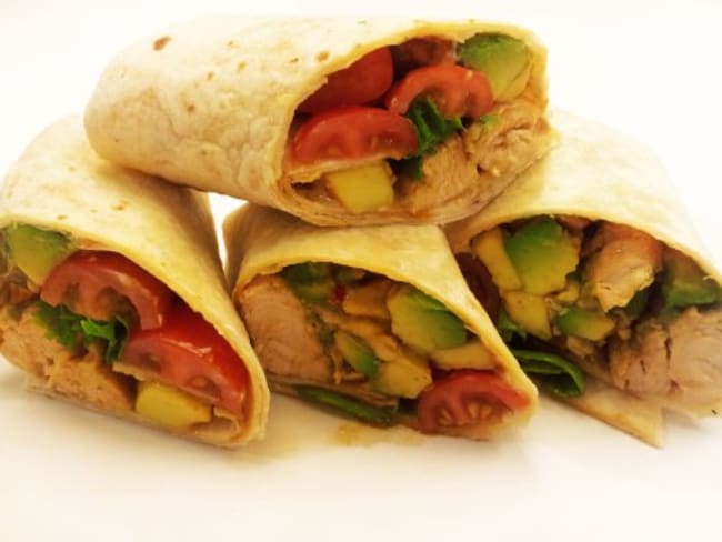 Wraps au Poulet et à l'Avocat mariné