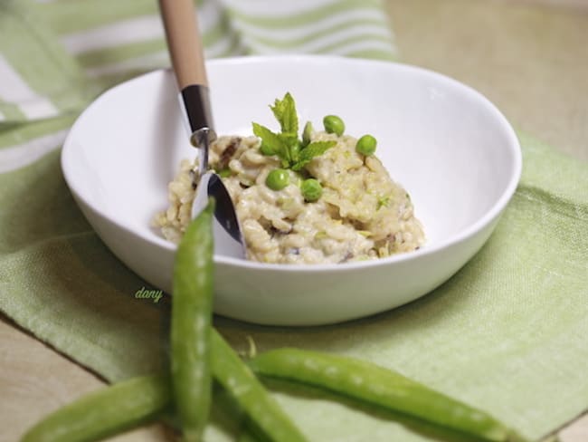 Risotto à la crème de petits pois