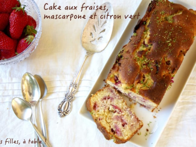 Cake moelleux aux fraises, mascarpone et citron vert