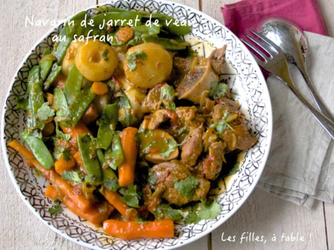 Navarin de jarret de veau au safran et légumes de printemps