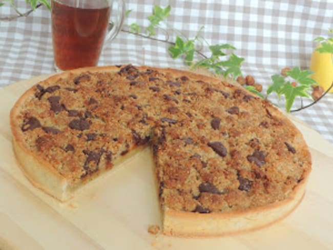 Tarte crumble aux pommes et pépites de chocolat