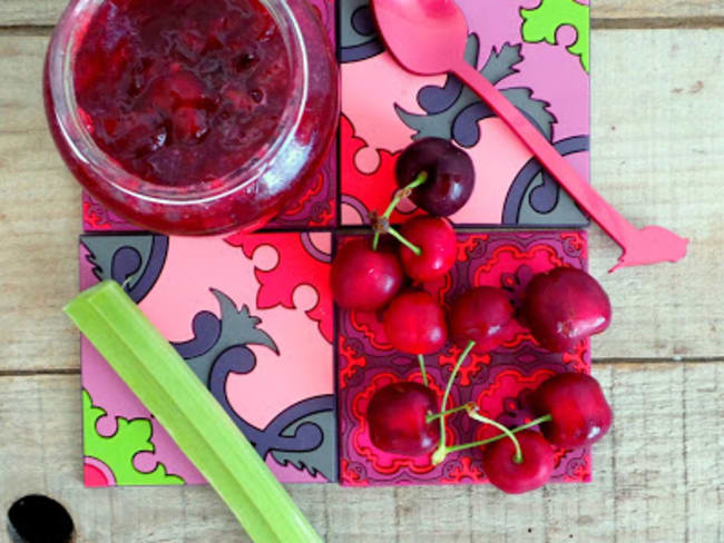 Confiture rhubarbe cerises au Cook Expert ou pas