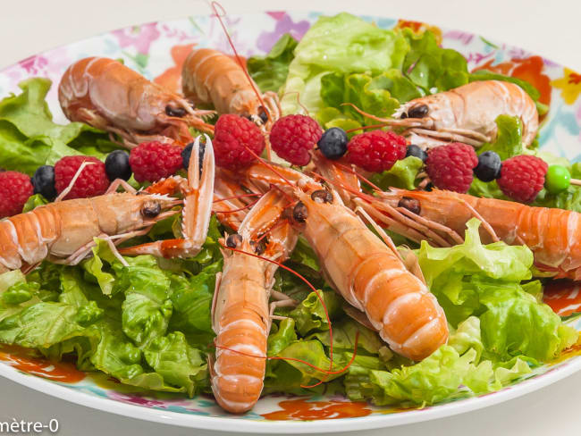 Salade de langoustines aux fruits rouges