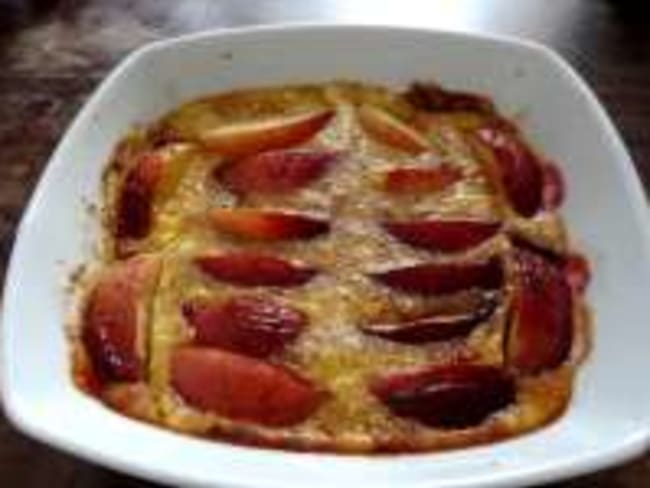 Flan au cottage cheese et nectarines blanches