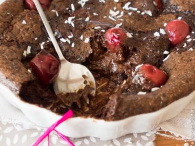 Fondant décadent chocolat cerise coco à la fécule de tapioca