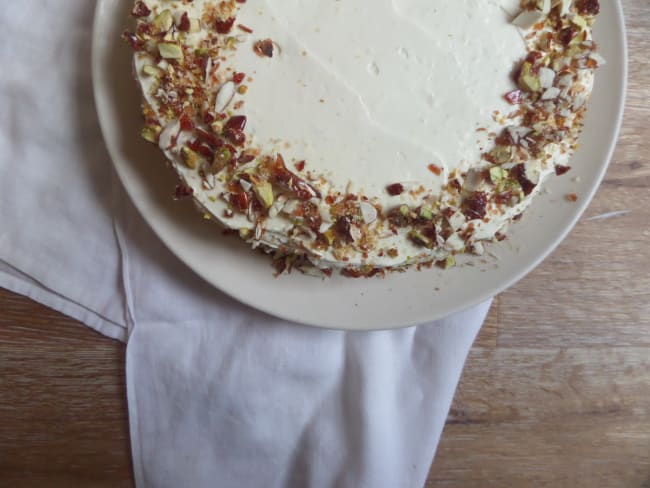 Gâteau à la pistache et crème au mascarpone et à l'orange sanguine