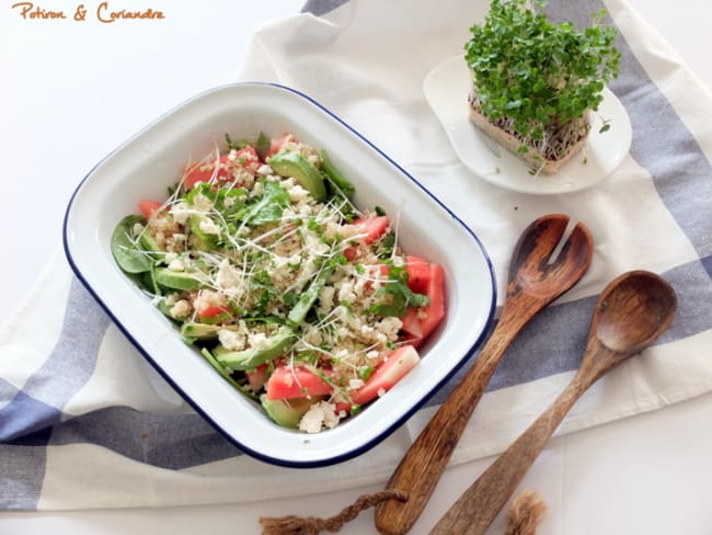 Quinoa, pastèque et avocat en salade