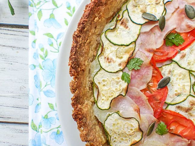 Tarte courgette, tomates et pommes de terre vegan